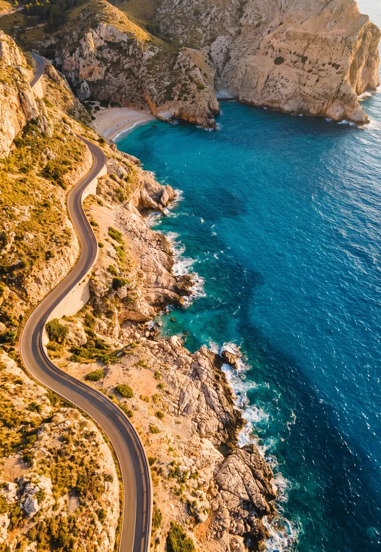Put uz mediteransku obalu i tirkizno more iz vazduha
